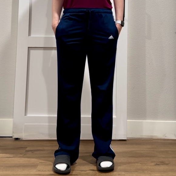 Retro Adidas Navy Blue 3 Stripe Track Pants Women’s Size Small 2006 - Picture 1 of 7